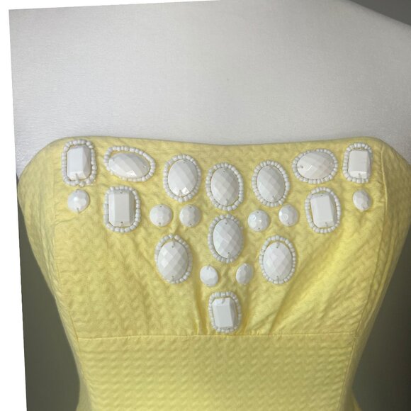 Lilly Pulitzer Yellow Strapless Fit & Flare Dress – Size 2 - Picture 2 of 8